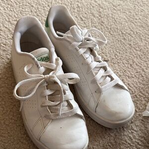 adidas White Sneakers with Green Heel Tab